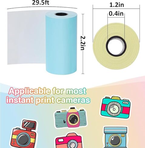 5 لفات من ورق الطباعة الفوري لكاميرا الأطفال، ورق الطابعة، مجموعة ورق الطباعة الحرارية للطباعة عالية الدقة (57 × 25 مم) أصفر in Kuwait