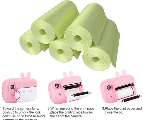 5 لفات من ورق الطباعة الفوري لكاميرا الأطفال، ورق الطابعة، مجموعة ورق الطباعة الحرارية للطباعة عالية الدقة (57 × 25 مم) أصفر in Kuwait