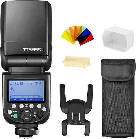 Godox TT685II-C Flash TTL 2.4GHz GN60 High Speed Sync 1/8000s Camera Speedlite Speedlight Light Compatible for Canon Cameras with Diffuser+Filter +Cloth(TT685C Upgraded Version) in Saudi Arabia