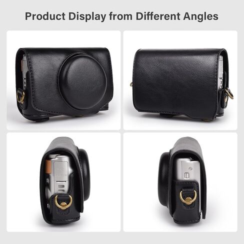 kinokoo Camera Case for Canon PowerShot SX720 HS SX730 and SX740 HS - PU Leather PowerShot SX720/SX730/SX740 HS Protective Case with Shoulder Strap - Black in Saudi Arabia