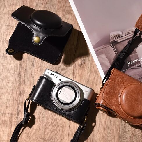 kinokoo Camera Case for Canon PowerShot SX720 HS SX730 and SX740 HS - PU Leather PowerShot SX720/SX730/SX740 HS Protective Case with Shoulder Strap - Black in Saudi Arabia