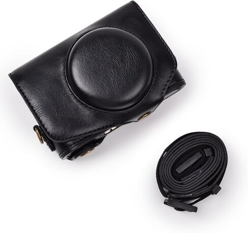 kinokoo Camera Case for Canon PowerShot SX720 HS SX730 and SX740 HS - PU Leather PowerShot SX720/SX730/SX740 HS Protective Case with Shoulder Strap - Black in Saudi Arabia