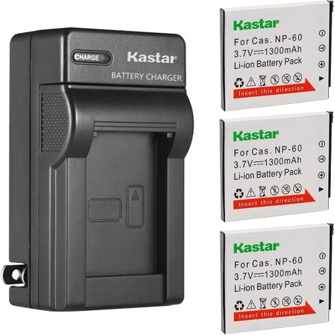 Kastar AC Wall Battery Charger Replacement for Casio NP-60 CNP-60 Battery, BC-60L Charger, Casio Exilim EX-FS10 EX-S10 EX-S12 EX-Z9 EX-Z19 EX-Z20 EX-Z21 EX-Z25 EX-Z29 EX-Z80 EX-Z85 EX-Z90 in Saudi Arabia