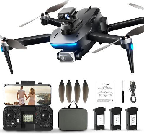 Drones with Camera for Adults 4K Under 249g, S162 Max GPS Brushless Motor Drone, 5G WIFI Transmission, 60 Mins Flight, 3 Batteries, Auto Return, 4K Drones for Adults and Beginners in Kuwait