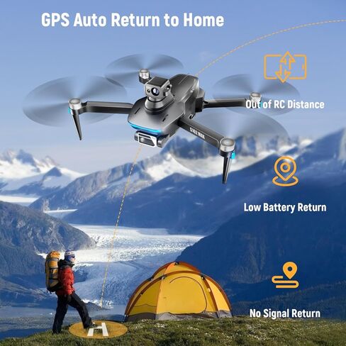 Drones with Camera for Adults 4K Under 249g, S162 Max GPS Brushless Motor Drone, 5G WIFI Transmission, 60 Mins Flight, 3 Batteries, Auto Return, 4K Drones for Adults and Beginners in Kuwait