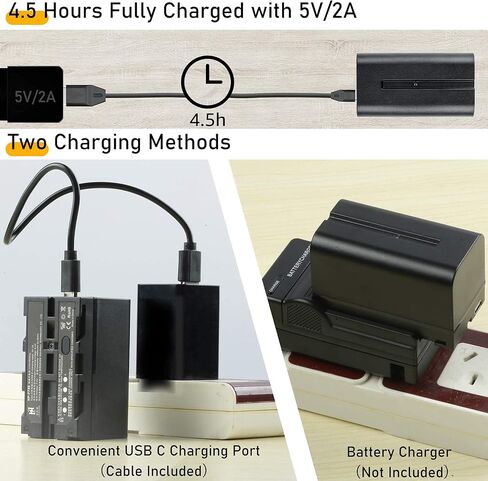 VILTROX 2 Pack NP-F750 4400mAh 5V/2A USB-C بطارية ليثيوم أيون، بديلة لسوني NP-F975، NP-F960، NP-F950، NP-F930، NP-F770، NP-F750، NP-F550، LED شاشات الأضواء in Saudi Arabia