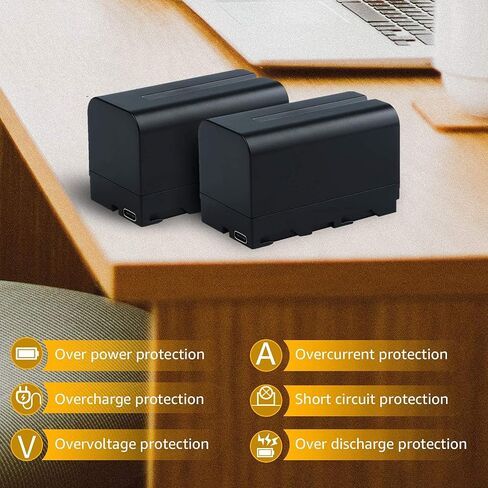 VILTROX 2 Pack NP-F750 4400mAh 5V/2A USB-C بطارية ليثيوم أيون، بديلة لسوني NP-F975، NP-F960، NP-F950، NP-F930، NP-F770، NP-F750، NP-F550، LED شاشات الأضواء in Saudi Arabia
