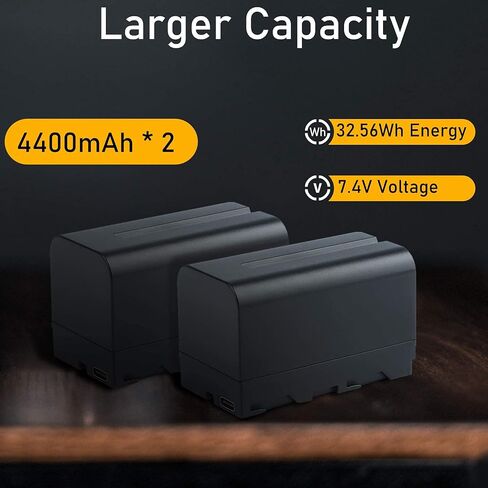 VILTROX 2 Pack NP-F750 4400mAh 5V/2A USB-C بطارية ليثيوم أيون، بديلة لسوني NP-F975، NP-F960، NP-F950، NP-F930، NP-F770، NP-F750، NP-F550، LED شاشات الأضواء in Saudi Arabia