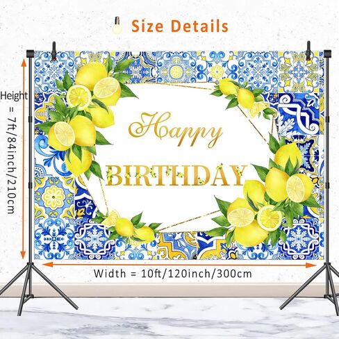 الليمون عيد ميلاد خلفية زخارف حزب الليمون، البلاط الأزرق المغرب خلفيات البحر الأبيض المتوسط ​​كابري الليمون عيد ميلاد راية التصوير خلفية لعيد ميلاد سعيد لوازم الصورة كشك الدعائم 7x5ft in Kuwait