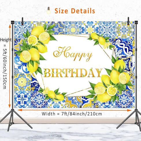 الليمون عيد ميلاد خلفية زخارف حزب الليمون، البلاط الأزرق المغرب خلفيات البحر الأبيض المتوسط ​​كابري الليمون عيد ميلاد راية التصوير خلفية لعيد ميلاد سعيد لوازم الصورة كشك الدعائم 7x5ft in Kuwait