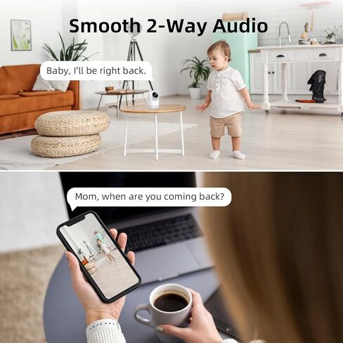 كاميرا أمان داخلية، كاميرات واي فاي 5G 2.4G للمنزل مع دورية، كاميرا للحيوانات الأليفة/الأطفال مع تطبيق الهاتف، مكالمة بنقرة واحدة، عموم/إمالة، صوت ثنائي الاتجاه، اكتشاف الإنسان، تتبع تلقائي، 24/7، تعمل مع Alexa in Kuwait