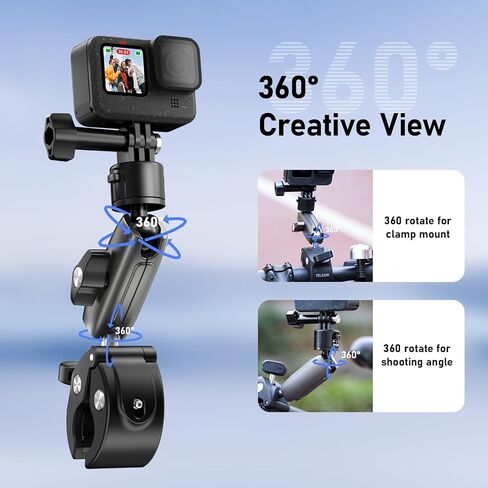 Duall Ball Clamp Mount for Stick Pole Mounting on Bike Bicycle Motorcycle Handlebar Tube Holder Accessories Compatible with GoPro 13 12 11 10 9 8 Insta360 X3 X4 Go3 Ace Pro DJI Action 4 Osmo Pocket 3 in Saudi Arabia
