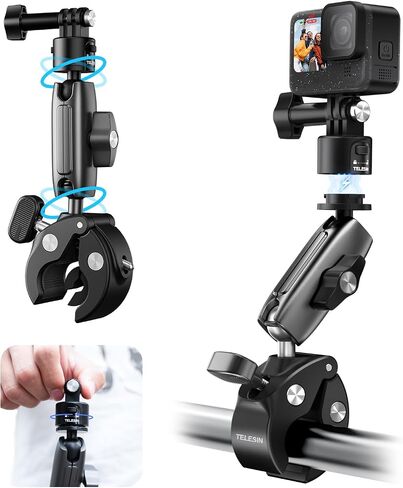 Duall Ball Clamp Mount for Stick Pole Mounting on Bike Bicycle Motorcycle Handlebar Tube Holder Accessories Compatible with GoPro 13 12 11 10 9 8 Insta360 X3 X4 Go3 Ace Pro DJI Action 4 Osmo Pocket 3 in Saudi Arabia