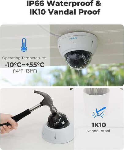 REOLINK 4K PoE Home Security Camera, IP Camera with 128 Degree, 2.8mm Lens, 5X Optical Zoom & IK10 Vandalproof for Outdoor Surveillance, Smart Detection, No PT Supported, RLC-842A (Renewed) in Saudi Arabia