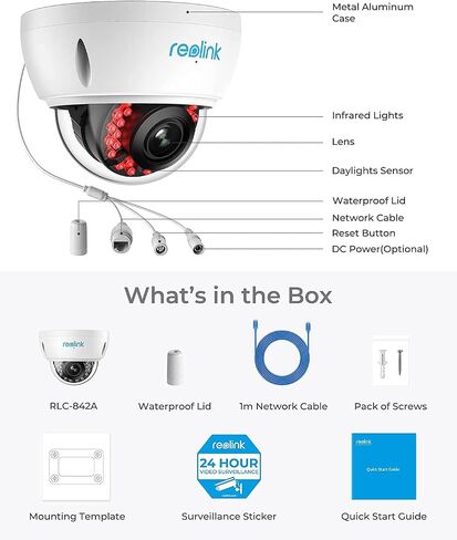 REOLINK 4K PoE Home Security Camera, IP Camera with 128 Degree, 2.8mm Lens, 5X Optical Zoom & IK10 Vandalproof for Outdoor Surveillance, Smart Detection, No PT Supported, RLC-842A (Renewed) in Saudi Arabia