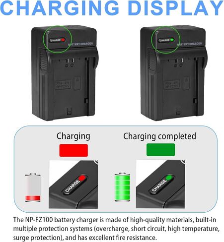 شاحن بطارية NP-FZ100 شاحن BC-QZ1 مع قابس متوافق مع كاميرات Sony Alpha 9 وA9 وAlpha 9R وA9R وAlpha 9S A9S وA7RIII A7R3 وa7 II وغيرها من الكاميرات in Kuwait