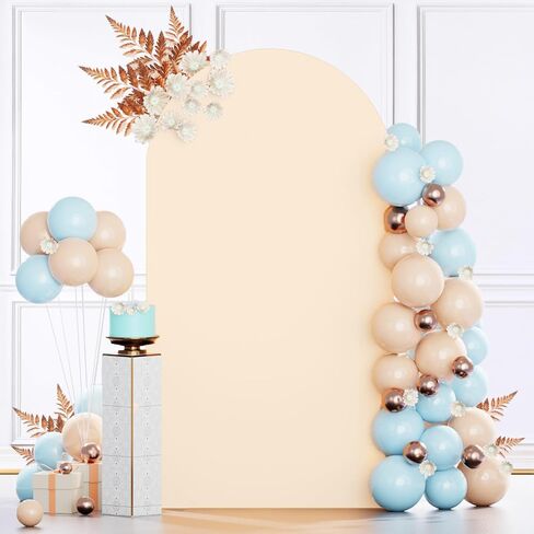 البيج غطاء قوس الزفاف غطاء خلفية قوس 2.6x6ft دنة كيارا قوس حامل يغطي أنيقة جاهزة جولة أعلى قوس خلفية تمتد خلفية يغطي لحفل زفاف Backgound in Saudi Arabia