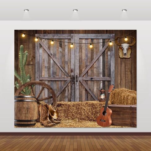 Chloroplastid Western Cowboy Backdrop 7x5ft Western Party Decorations Wild West Saloon Rodeo Barn Photography Background Cowboy Theme Birthday Party Decor Banner Photoshoot Supplies in Saudi Arabia