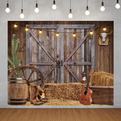 Chloroplastid Western Cowboy Backdrop 7x5ft Western Party Decorations Wild West Saloon Rodeo Barn Photography Background Cowboy Theme Birthday Party Decor Banner Photoshoot Supplies in Saudi Arabia