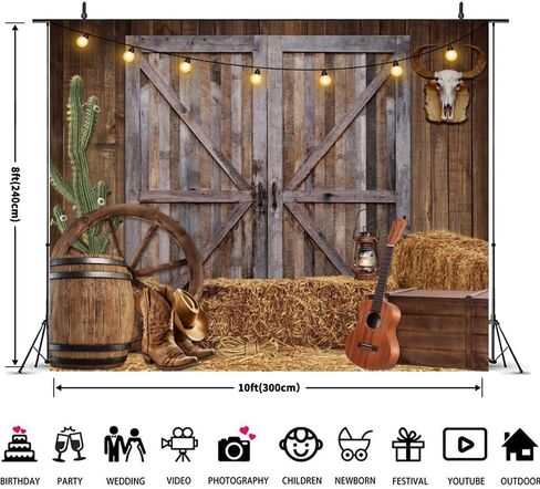Chloroplastid Western Cowboy Backdrop 7x5ft Western Party Decorations Wild West Saloon Rodeo Barn Photography Background Cowboy Theme Birthday Party Decor Banner Photoshoot Supplies in Saudi Arabia