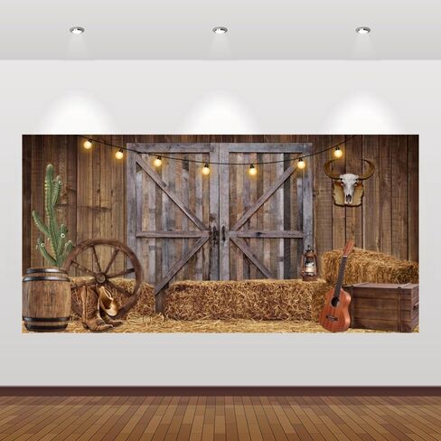 Chloroplastid Western Cowboy Backdrop 7x5ft Western Party Decorations Wild West Saloon Rodeo Barn Photography Background Cowboy Theme Birthday Party Decor Banner Photoshoot Supplies in Saudi Arabia