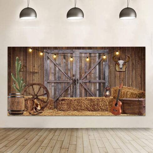Chloroplastid Western Cowboy Backdrop 7x5ft Western Party Decorations Wild West Saloon Rodeo Barn Photography Background Cowboy Theme Birthday Party Decor Banner Photoshoot Supplies in Saudi Arabia