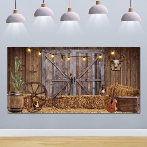 Chloroplastid Western Cowboy Backdrop 7x5ft Western Party Decorations Wild West Saloon Rodeo Barn Photography Background Cowboy Theme Birthday Party Decor Banner Photoshoot Supplies in Saudi Arabia