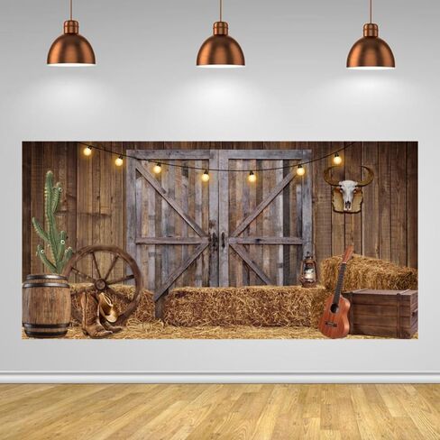 Chloroplastid Western Cowboy Backdrop 7x5ft Western Party Decorations Wild West Saloon Rodeo Barn Photography Background Cowboy Theme Birthday Party Decor Banner Photoshoot Supplies in Saudi Arabia