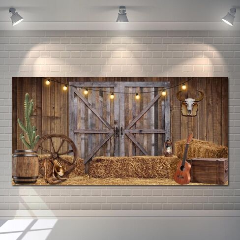 Chloroplastid Western Cowboy Backdrop 7x5ft Western Party Decorations Wild West Saloon Rodeo Barn Photography Background Cowboy Theme Birthday Party Decor Banner Photoshoot Supplies in Saudi Arabia