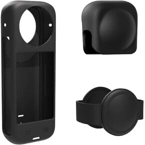 Silicone Protective Case for Insta360 X4 with Insta 360 X4 Lens Cap, Soft Silicone Cover Protection Grip Case & Lens Guard for Insta360 X4 Accessories