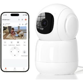 Indoor Camera, 2K Cameras for Home Security with App Motion Detection Auto Tracking Alarm Live Notice Schedule Default Location, Pet Camera with Night Vision, 2.4 GHz Black