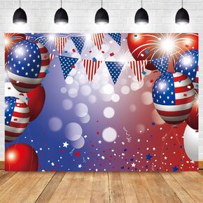 7x5FT 4th of July Independence Day Photo Background American Flag Backdrop National Flag Memorial Day Backdrops for Photography Retirement red white and blue backdrop 4 de julio decoracion