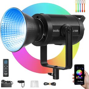 Godox SL150R 165W RGB LED Video Light Monolight with Reflector, Remote, Silent Cooling System, App Control, Bowens Mount COB Continuous Output Lighting 26200lux/1m for Content Creator Video Production