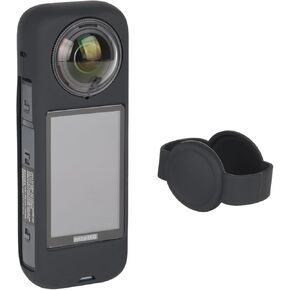HSU Silicon Protect Cover for Insta360 X4, Soft Silicone Body Case with Lens Cap, Full Cover Shell Protection Case, Insta 360 X4 Cam Accessories (Black)