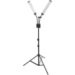 LED Makeup Light, 40W Foldable Double Arms LED Fill Light with Phone Holder & Tripod, 3200K ‑ 5600K Dimmable for Live Video Photography (US Plug)