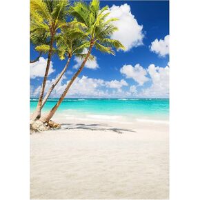 Allenjoy Tropical Seaside Beach Backdrop Summer Hawaii Island Palm Trees Photography Background for Boys Girls Portrait Holiday Travel Happy Birthday Party Dceor Banner 5x7ft Photo Booth Props
