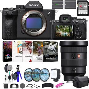 Sony a7 IV Mirrorless Camera ILCE-7M4/B, Sony FE 16-35mm Lens SEL1635GM, 64GB Memory Card, Filter Kit, Bag, NP-FZ100 Compatible Battery, Card Reader, LED Light, and More