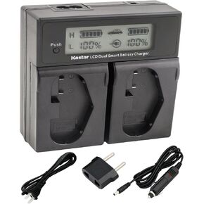 Kastar LCD Dual Smart Fast Charger for LP-E4, LPE4 (11.1V 4400mAh 48.4Wh) and EOS-1D C, EOS-1D Mark III, EOS-1Ds Mark III, EOS-1D Mark IV Cameras