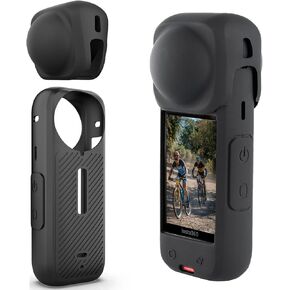 PCTC Insta 360 X4 Silicone Protective Case with Lens Cap for Insta 360 X4 Accessories,Silicone Case Camera Protective Kit for Insta360 X4 Action Camera Case/Lens Cap