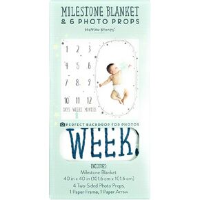 Baby Milestone Blanket Daily, Weekly, Monthly Photo Prop for Newborn. for Baby Girls and Boys 40" x 40" in Baby Photography Props for Newborn with 6 Photo Props