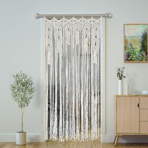 Macrame Curtain Boho Doorway Curtains,Handmade String Backdrop Panel Hippie Door Hanging Wedding Decor Arch Curtain Room Divider Bohemian Wall Cover Window Bedroom Doors (Arch)