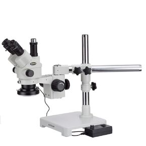 AmScope 3.5X-90X Simul-Focal Stereo Lockable Zoom Microscope with 144-LED Ring Light