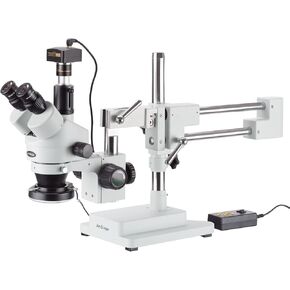 3.5X-90X Trinocular Stereo Microscope with 4-Zone 144-LED Ring Light + 10MP Camera