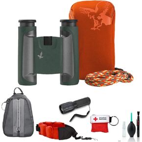Swarovski 10x25 CL Pocket Mountain Binoculars (Green, Mountain Accessory Package) 46155 - Kit with Deluxe Backpack + More