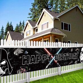120x20Inch Star Galaxy Yard Banner Outdoor Backdrop for Birthday Party Decorations Universe Star Background Galaxy Yard Sign Indoor Outdoor Birthday Party Supplies