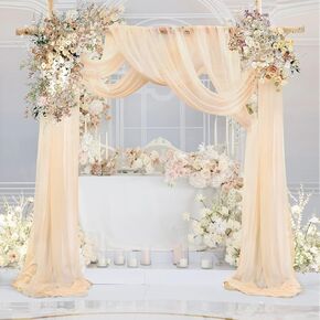 White Arch Drapes for Wedding Arch Draping Fabric Sheer Backdrop Curtain for Ceremony Bridal Party Decor 6 Yards 19Ft Length x 28" Width 1 Panel