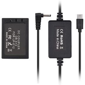 Andoer PD USB Type C to DR-E12 Dummy Battery DC Coupler LP-E12 Replacement for Canon EOS M2 M10 M50 M100 M200 Cameras