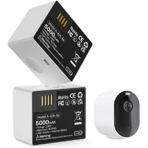 WAVYPO 5000mAh A-4A Rechargeable Battery for Arlo Ultra/Ultra 2/Pro 3/Pro 4 Cameras, Compatible with VMA5400 VMC5040 VMS5240 VMC4040P VMC4041P VMS4240P VMC4050P VMC4250P (2-Pack)
