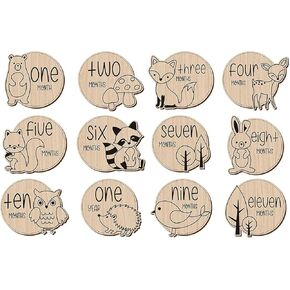 بطاقات المعالم الشهرية للطفل، أقراص خشبية لدعم الصور، دعامات تصوير لحديثي الولادة لتوثيق نمو طفلك، علامة إعلان الطفل، 12 بطاقة قابلة للعكس للحمل وحفلة استقبال الطفل in Kuwait