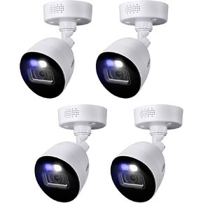 Lorex C884DA Indoor/Outdoor 4K Ultra HD Smart Deterrence CVI Wired Bullet Security Camera, Color Night Vision, Dual Warning LED Lights, Siren, 4PK, Camera Only (M. Refurbished)